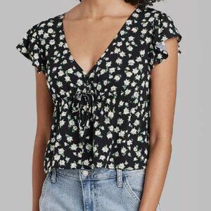 Wild Fable black floral crop top